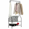 Clothes Rail With Shoe Rack Storage Shelf Hooks Feet Metal Clothes Rack Black