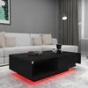 White High Gloss Coffee Table With Storage Drawers RGB LED Modern Living Room UK