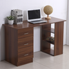 Brown Computer Desk 3 Drawer Storage Shelves Home Office Workstation Study Table