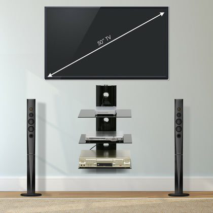 Furinno Alek Modern 3-Tier Floating Wall Shelf for Media Accessories, Black