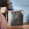 2 Compartment Grey Laundry Basket - Bathroom Bedroom Utility Room Storage