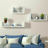 Set of 3 White U Shape Floating Wall Shelves Storage Display Shelf Wall Mounted