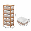 Wicker 5 Drawers Units Wooden Storage Cabinet Basket Natural