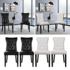 2/4x Faux Leather Diamond Button High Wing Back Dining Room Chairs Wood Leg Cafe