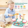 5 In 1 Kids Toddler Drum Set w/Microphone Piano Set Kids Musical Instrument Toy