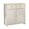 Cream Oak Sideboard 2 Door 2 Drawer Storage Cupboard Metal Handles
