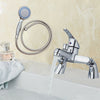 Modern Bath Shower Mixer Taps Deck Mounted Chrome Valve Bar Tap Handset & Hose