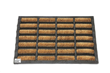 Heavy Duty Rubber Coir Tuffscrape Door Mat, Indoor or Outdoor Use - 45 x 75cm