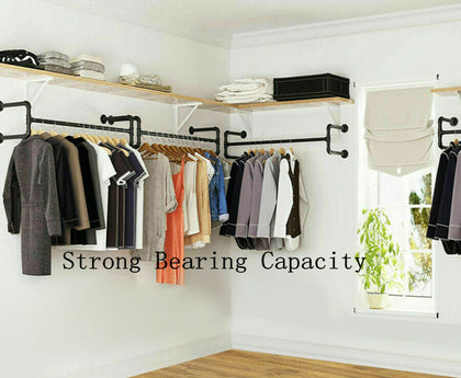 105CM Industrial Pipe Clothing Rack Wall Mounted Clothes Rail Hanging Display HL