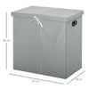 115L Folding Laundry Clothes Basket w/ 2 Dividers Lid Removable Lining