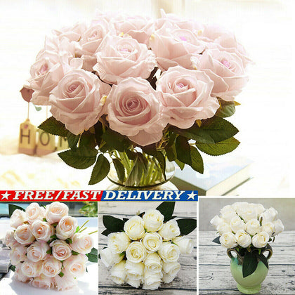 18 Heads Silk Rose Artificial Fake Flower Bouquet Bride Wedding Party Home Decor