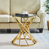 Round Glass Coffee Table Side Tables Gold Stainless Steel Legs Sofa Living Room