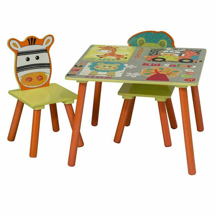 Childrens Kids 1 Table and 2 Chairs Set MDF + wooden Kids Toddlers Childs UK