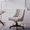 Linen Upholstered Swivel Computer Desk Chair Button Back Office Executive Chair