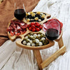 Folding Outdoor Garden Picnic Table With Glass Holder Wooden Wine Glass Rack