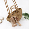 Women Brown Bowknot Straw Beach Bag Tote Basket Handbag Shoulder Messenge