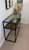Industrial Console Table Vintage Glass Furniture Side Hallway Rustic Metal Shelf