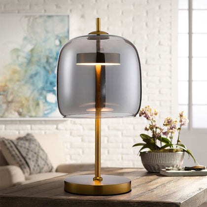 LED Glass Table Lamp Study Office Desk Lighting Bedside Lampshade Night Light