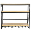 Vintage Wall Wine Rack Bottle Glass Holder Bar Home Display Shelf Display 60 cm
