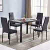 Black Dining Rectangle Table and 4 PU Chairs Set Kitchen Dinning Room Furniture