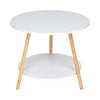 2 tier Round Coffee Table Side Table End Table Storage Rack Living Room White BN