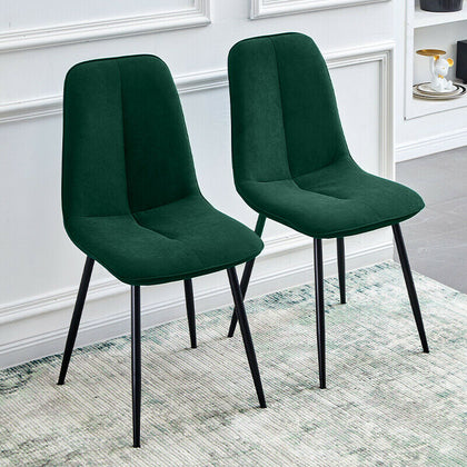 2* Green Velvet Dining Chairs Kitchen Dining Room Furniture Chair Home Modern