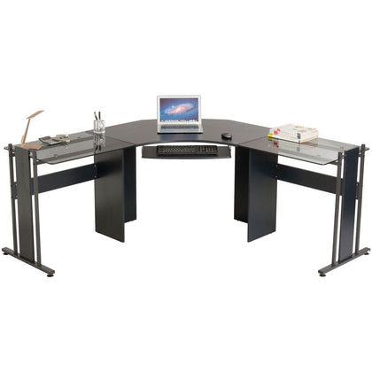 Large Corner Desk Graphite Black Finish for Home Office Piranha Furniture PC 42g