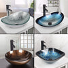 Countertop Sink Basin Bathroom Clockroom Wash Bowl Tempered Glass Tap Waste Set