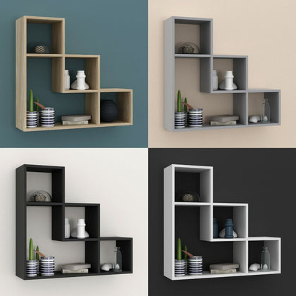 3 Step Wooden Floating Wall Mounting Shelf Display Unit Book Storage Deco