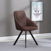 2x Grey&Brown Dining Chairs Set PU Faux Leather Padded Metal Legs Accent Chair