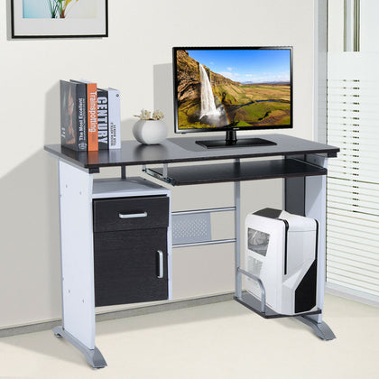 HOMCOM Computer Desk Drawer PC Writing Wooden Workstation Keyboard