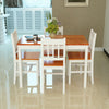 Brown&White Solid Wood Dining Table and 4 Chairs Set Home Kitchen Furniture Set