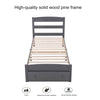 3FT SINGLE SIZE WOODEN BED WITH STORAGE DRAWER SOLID PINE WOOD BED FRAME GREY