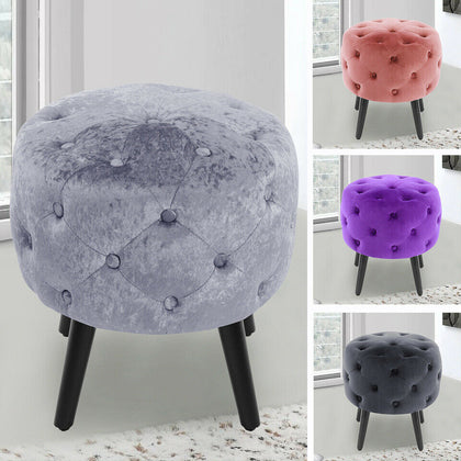 Upholstered Pouffe Stool Ottoman Buttoned Footstool Dressing Table Chair Seat