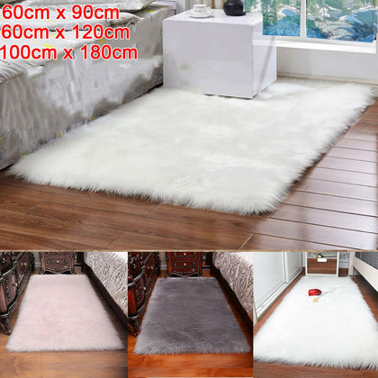 Large Faux Fur Sheepskin Rug Fluffy Mat Room Sofa Bed Hairy Shaggy Floor Carpet