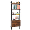 Bookcase Ladder Shelf 3-Tiers Wall Shelf with 2 Drawers Vintage 185x60x30cm