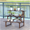 Flower Steps 3 Tier Wooden Plant Ladder Stand Lightweight Wood Garden In/Outdoor