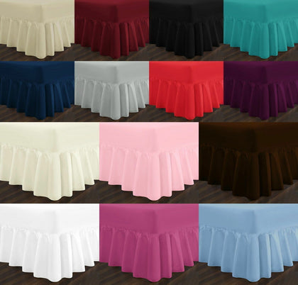 10 INCH + 16 INCH FRILLED VALANCE FITTED SHEET EXTRA DEEP FITTED + VALANCE