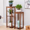 Industrial End Table Retro Rustic Carving Side Table Bonsai Flower Plant Shelf