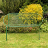 Green 2 Seater Bench Garden Furniture Outdoor Metal Seat Patio Chair