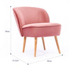Velvet Accent Chair w Foam Padding Curved Back Wood Legs for Home & Office Pink