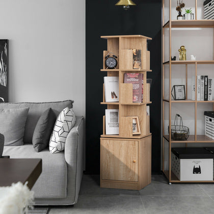 Bookcase Storage Cabinet Display Shelving Unit 360° Swive Organizer Racks Home