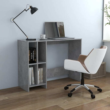 Grey Modern Office Desk Small Writing PC Laptop Table Workstation Study Shelves