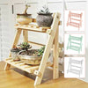 2 Tier Flower Plant Pot Stand Folding Display Ladder Shelf Garden Storage Rack