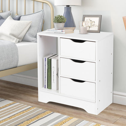 Bedside Table Cabinet Nightstand with Drawer Storage Bedroom Furniture Wooden