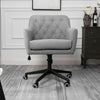 Midback Office Chair Velvet/Linen Fabric Button Adjustable Barber Chairs w/Wheel