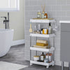 Mondeer 4-Tier Storage Trolley Storage Shelf with Wheels Kitchen Bathroom White