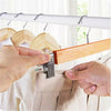 Solid Natural Wooden Coat Clothes Hangers w/ Adjustable Clips for Trouser Skirts