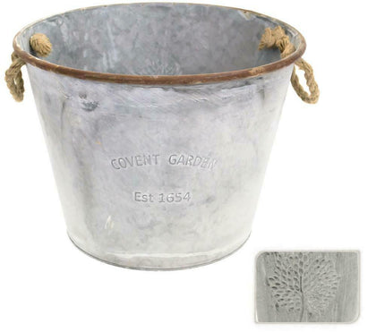 Covent Garden Mulberry Tree 38cm Round Zinc Metal Tin Plant Flower Planter Pot