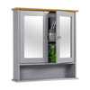 Bathroom Cabinet With Mirror Wall Mounted Grey Medicine Storage Cupboard Unit